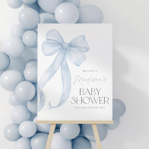 Blue Bow Welcome Sign Blue Bow Baby Shower Welcom