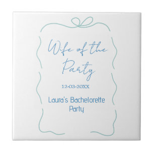 blue bow wife of the party name date spanish borde ceramic tile