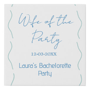 blue bow wife of the party name date spanish borde faux canvas print