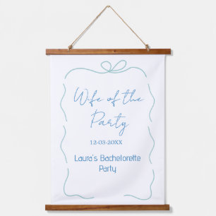 blue bow wife of the party name date spanish borde hanging tapestry