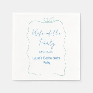 blue bow wife of the party name date spanish borde napkins