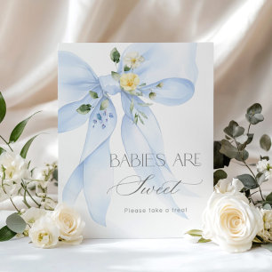 Blue Bow wildflower Babies are sweet Poster