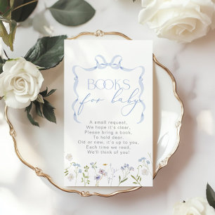 Blue Bow Wildflower Book for baby ticket Enclosure Card