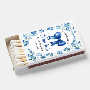  Blue Bow Wildflower Boy floral Baby Shower Matchb Matchboxes