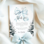 Blue Bow Winter Baby Shower Flat Thank You Card<br><div class="desc">Blue Bow Winter Baby Shower Flat Thank You Card</div>