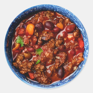 Blue Bowl of Chili Food Classic Round Sticker