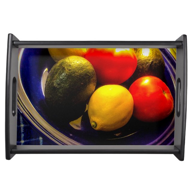 Blue Bowl of Fruit serving tray (Front)