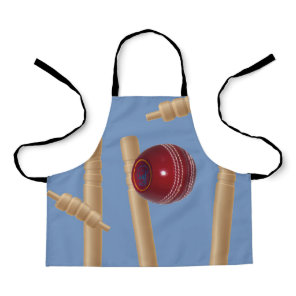 Blue Bowled At Cricket, Kids Full Print Apron