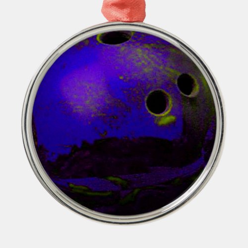 Blue Bowling Ball Customize It Metal Ornament