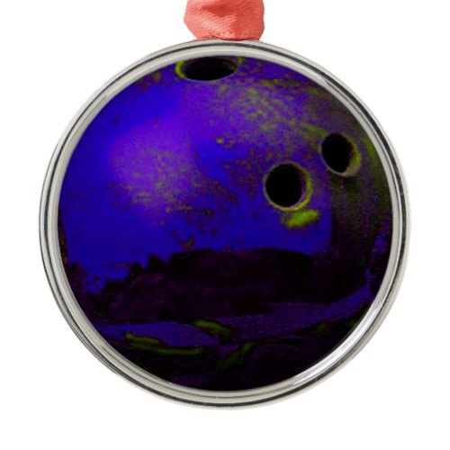 Blue Bowling Ball Customize It Metal Ornament
