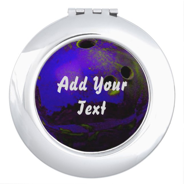 Blue Bowling Ball Customize Personalize Compact Mirror (Front)