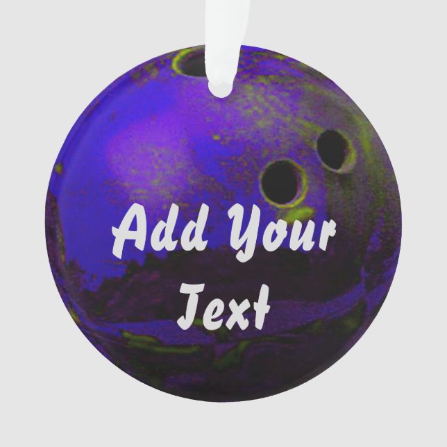Blue Bowling Ball Customize Personalize Ornament (Front)