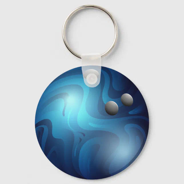 Blue Bowling Ball Keyring keychain Zazzle