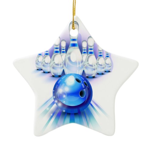 Blue bowling ceramic ornament