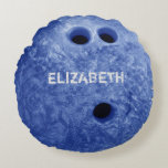 Blue Bowling Custom Ball Round Pillow