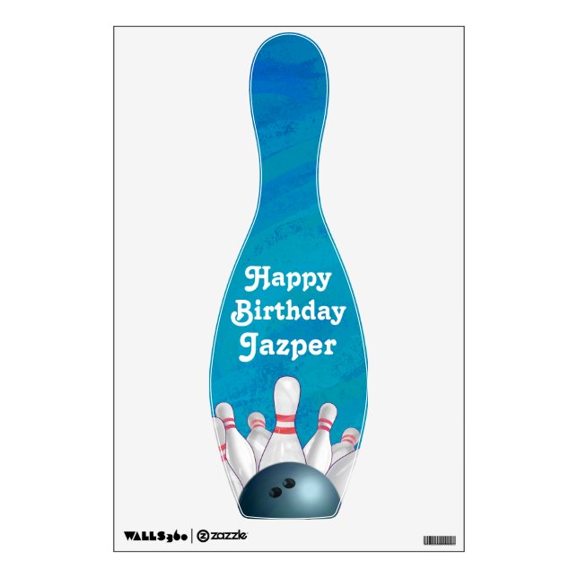 Blue Bowling Party Bowling Pin Wall Decoration Wall Decal (Front)