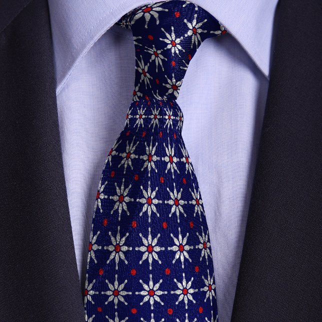 Blue Bowling Pin Flower Pattern Neck Tie (Creator Uploaded)