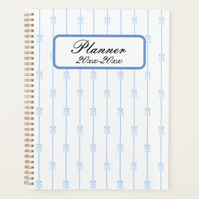Blue Bows and Stripes Planner (Front)