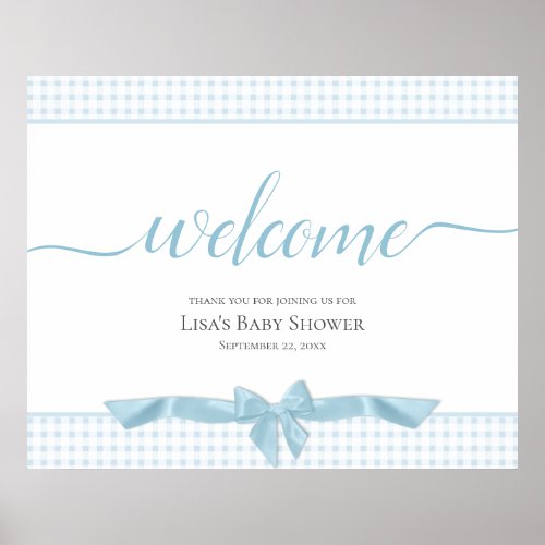 Blue Bows Baby Shower Welcome Sign