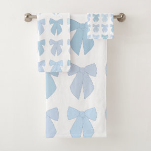 Blue Bows Bath Towel Set