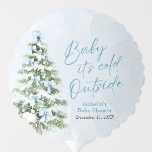 Blue Bows Boy Baby It's Cold Outside Baby Shower Balloon