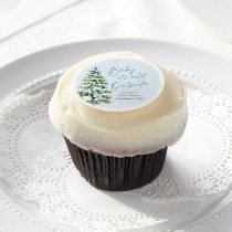 Blue Bows Boy Baby It's Cold Outside Baby Shower Edible Frosting Rounds
