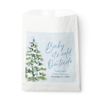 Blue Bows Boy Baby It's Cold Outside Baby Shower Favor Bag
