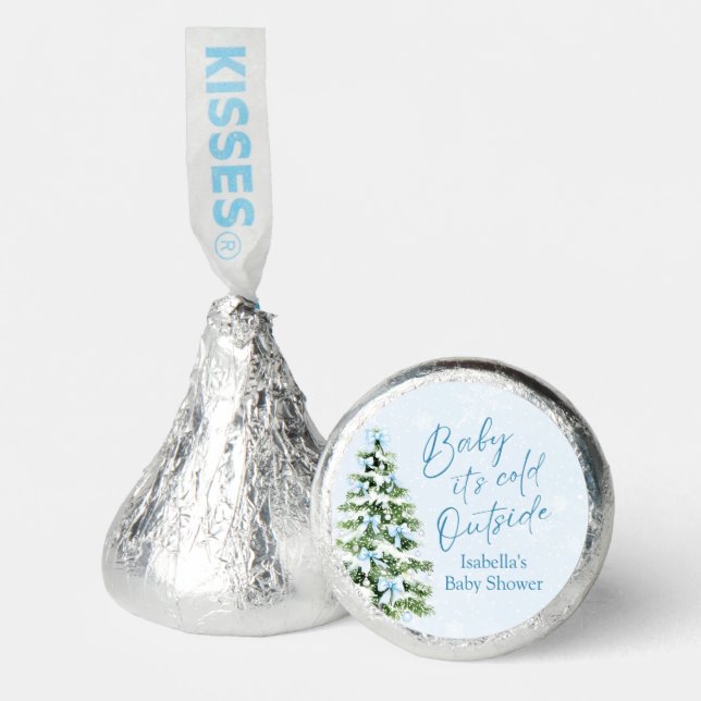 Blue Bows Boy Baby It's Cold Outside Baby Shower Hershey®'s Kisses® (Front)