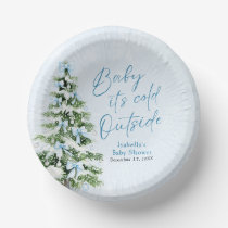 Blue Bows Boy Baby It's Cold Outside Baby Shower Paper Bowls