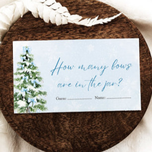 Blue Bows Christmas How Many Bows Baby Shower Game Enclosure Card