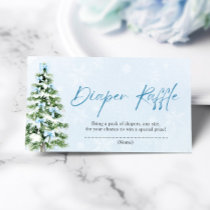 Blue Bows Christmas Tree Diaper Raffle Baby Shower Enclosure Card