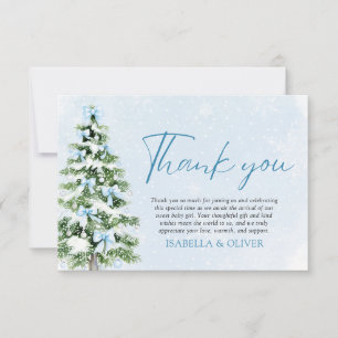 Blue Bows Christmas Tree Winter Thank you card
