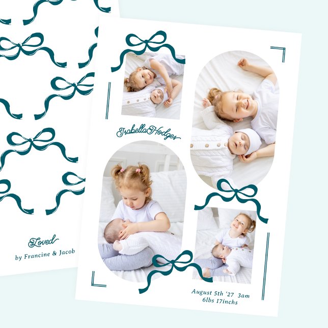 blue bows collage 4 photo photos Photo boy baby Announcement (Creator Uploaded)