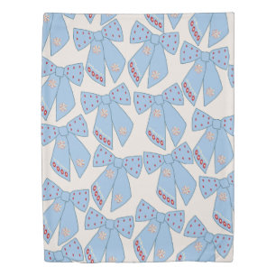 Blue Bows Coquette Duvet Cover