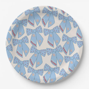 Blue Bows Coquette Paper Plates