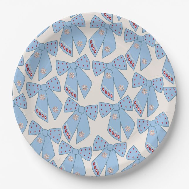 Blue Bows Coquette Paper Plates (Front)