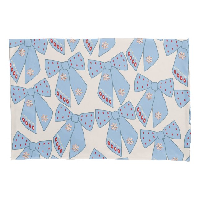 Blue Bows Coquette Pillow Case (Front)
