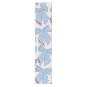 Blue Bows Coquette Short Table Runner