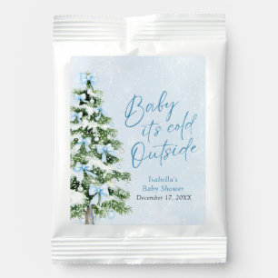 Blue Bows Girl Baby It's Cold Outside Baby Shower Hot Chocolate Drink Mix