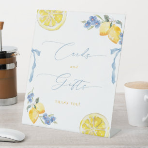 Blue Bows & Lemons Italian Cards & Gifts Pedestal Sign