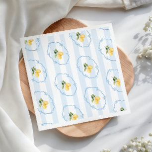 Blue Bows Yellow Lemon Baby Shower Napkins
