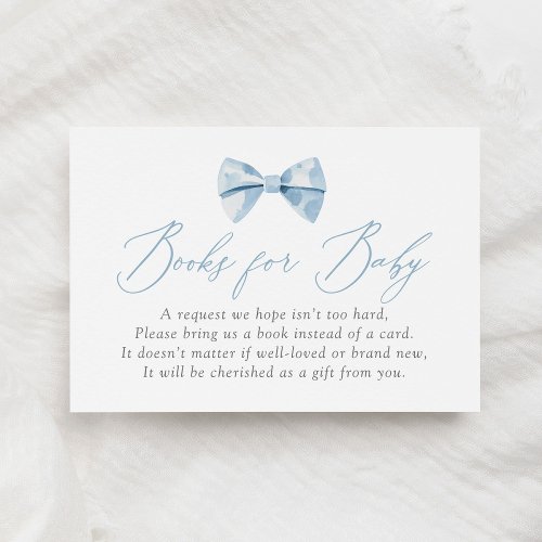 Blue Bowtie Baby Shower Books for Baby Enclosure Card