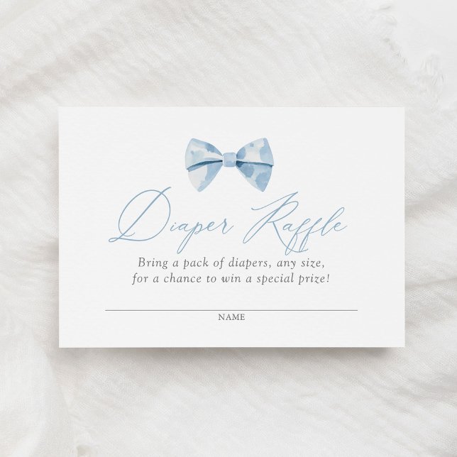 Blue Bowtie Baby Shower Diaper Raffle Ticket Enclosure Card (Creator Uploaded)