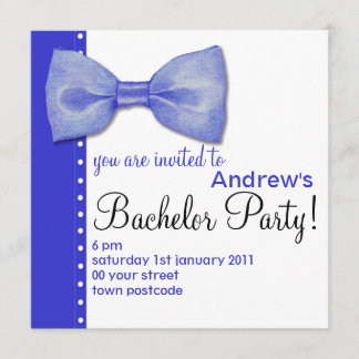 Blue BowTie Bachelor Party Invitation