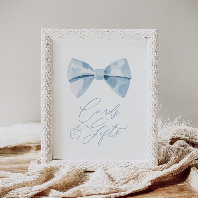 Blue Bowtie Boy Baby Shower Cards and Gifts Sign (Creator Uploaded)