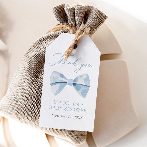 Blue Bowtie Boy Baby Shower Gift Tags