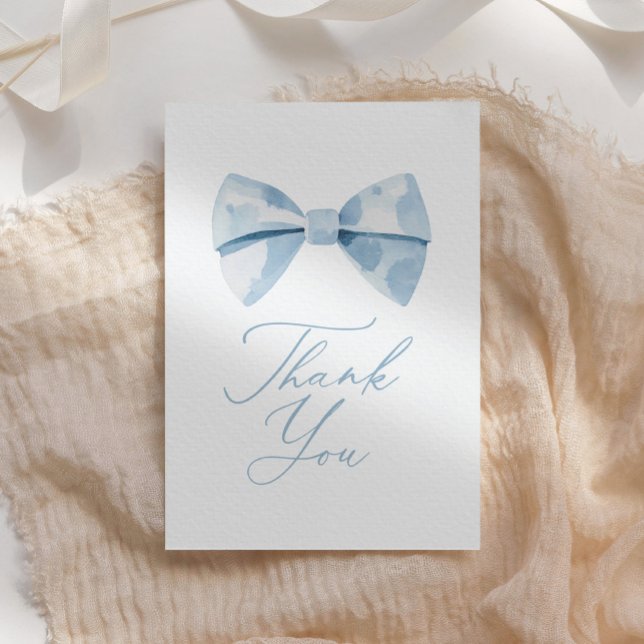 Blue Bowtie Boy Baby Shower Letterpress Thank You Card (Creator Uploaded)