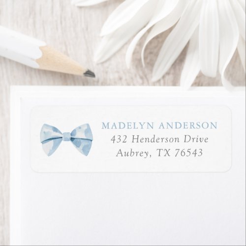 Blue Bowtie Boy Baby Shower Return Address Label