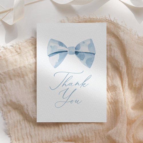 Blue Bowtie Boy Baby Shower Thank You Card