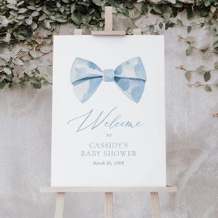 Blue Bowtie Boy Baby Shower Welcome Sign